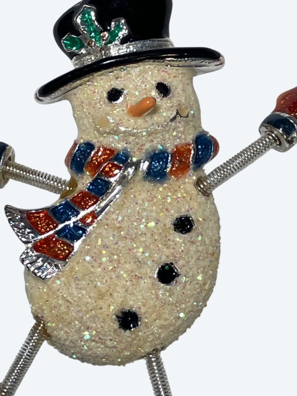 DANECRAFT Snowman Trembler Brooch Wiggling Spring Arms Legs Silver Tone Vintage - Picture 2 of 8